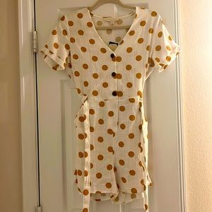 White Polka Dot Tie Front Romper